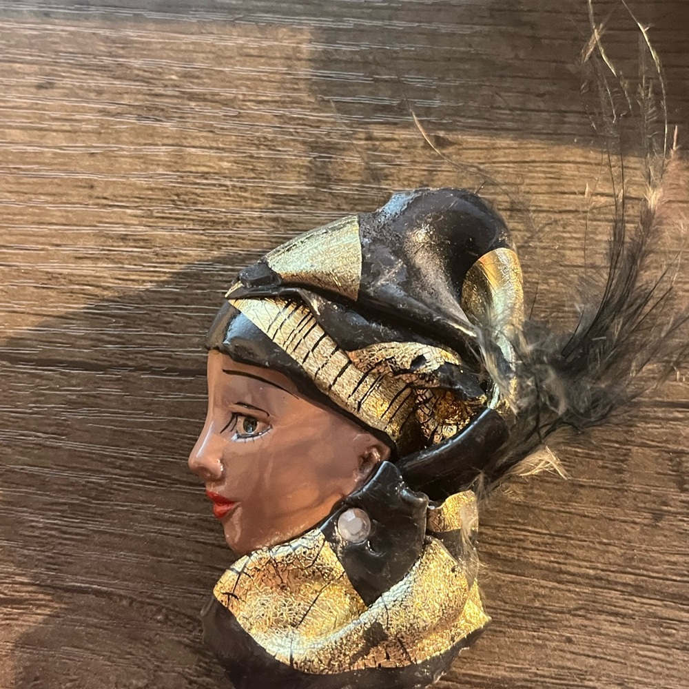 Handcrafted Black and Gold Decorative Brooch Pin